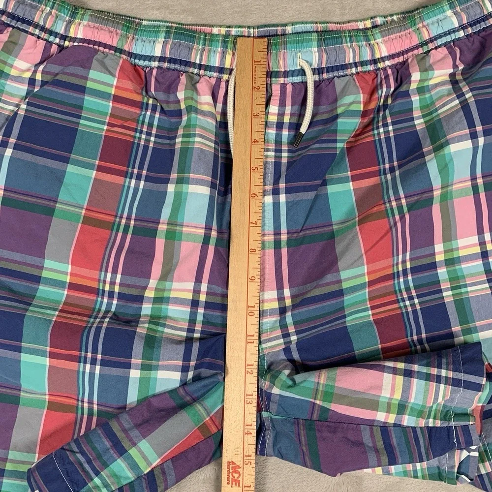 Polo Ralph Lauren Swimsuit Mens 2XLT Multicolor Plaid Pockets Lined Beach Surf